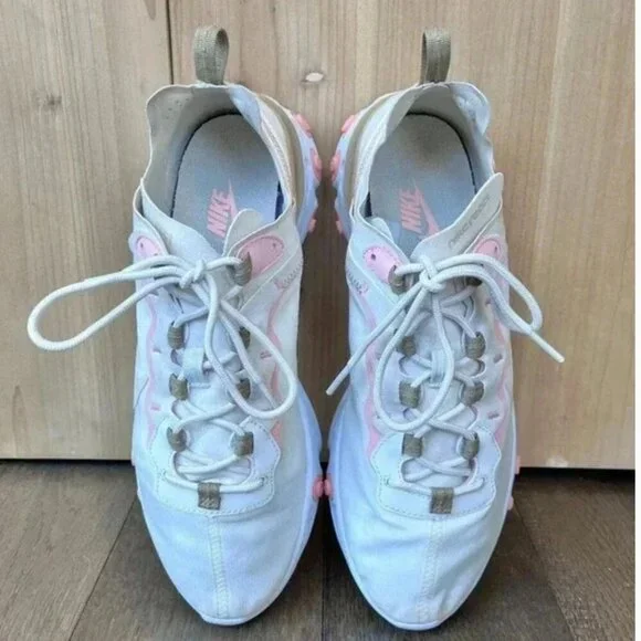 Nike React Element Running Shoes Size 10 Ivory Pink Athletic Track Sneakers - Picture 3 of 7